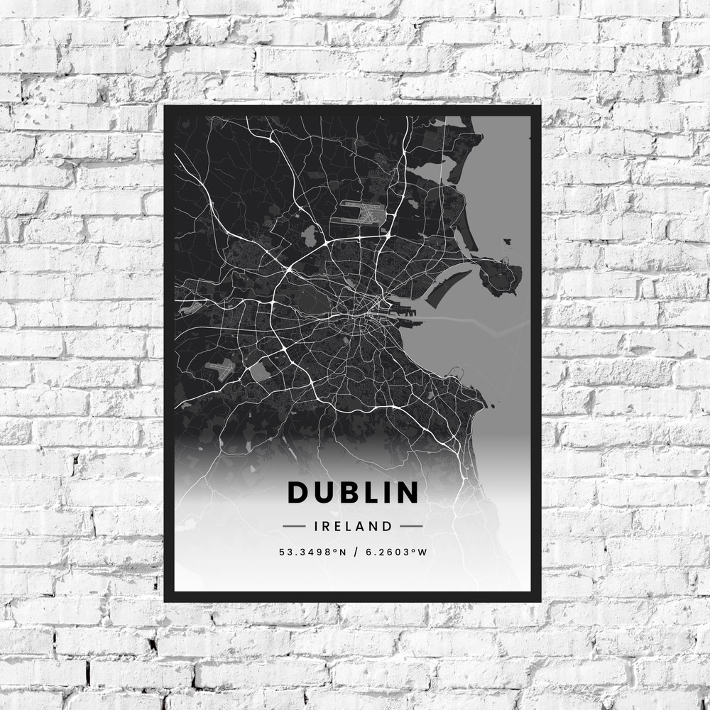 Dublin in Dark Poster - Street Map 10