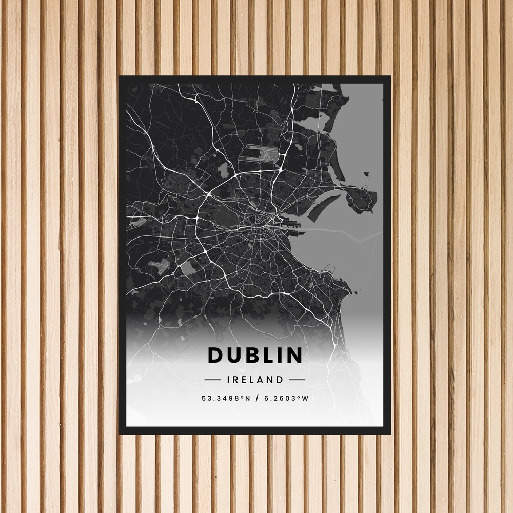 Dublin in Dark Poster - Street Map 6