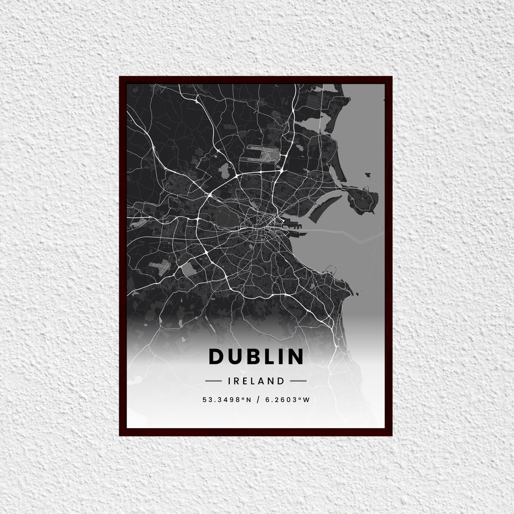 Dublin in Dark Poster - Street Map 7