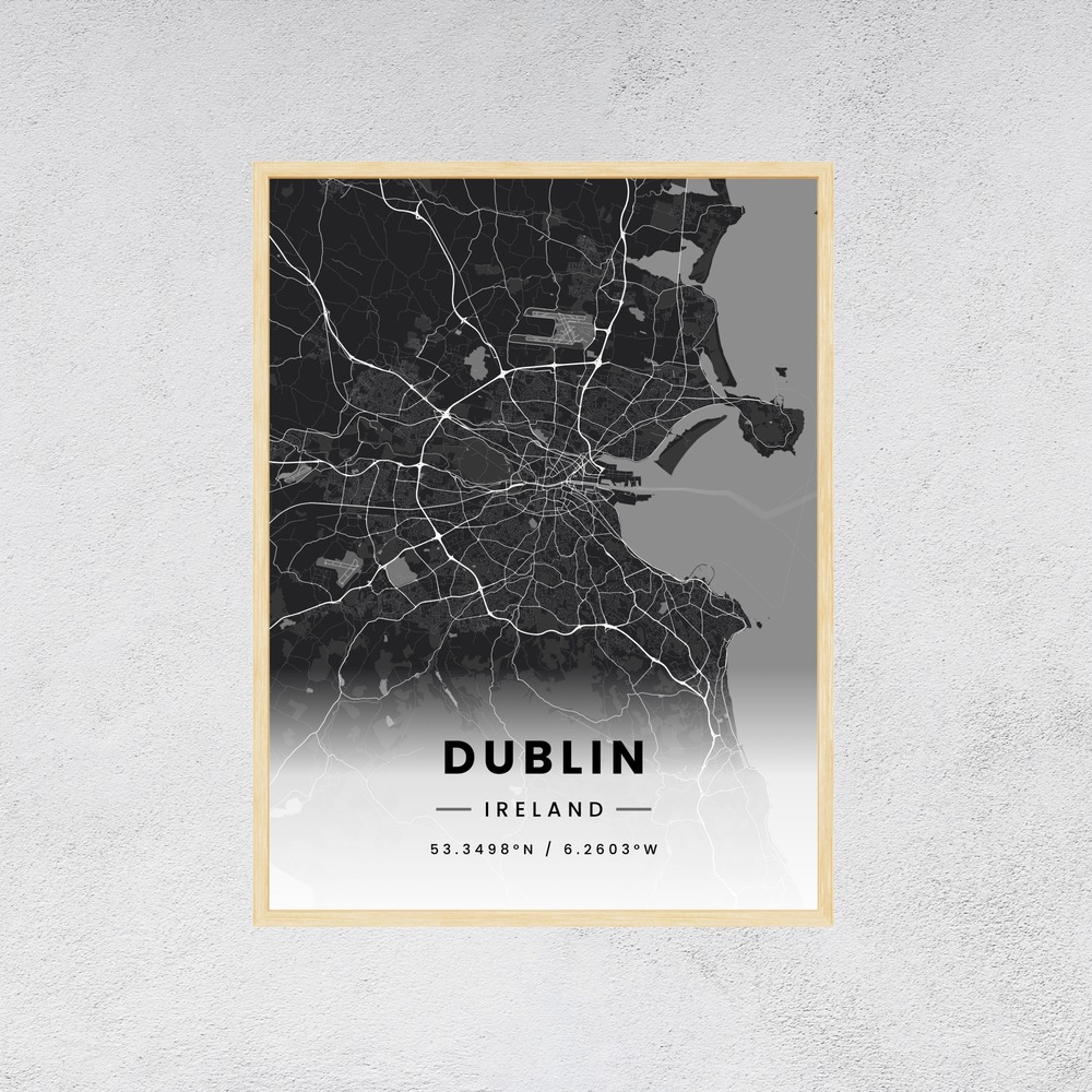 Dublin in Dark Poster - Street Map 8