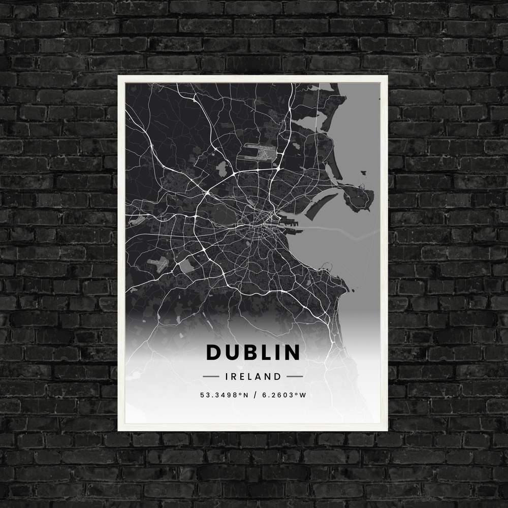 Dublin in Dark Poster - Street Map 9