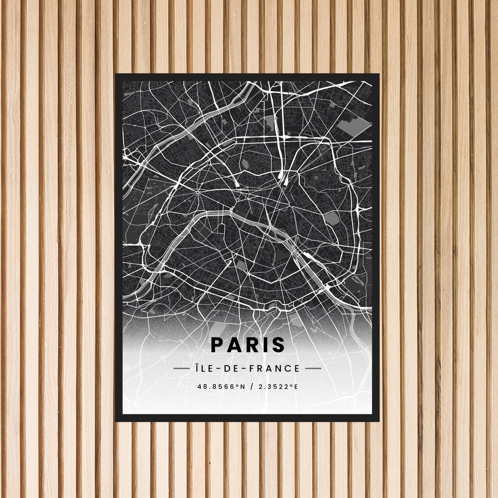 Paris in Dark Poster - Street Map 6