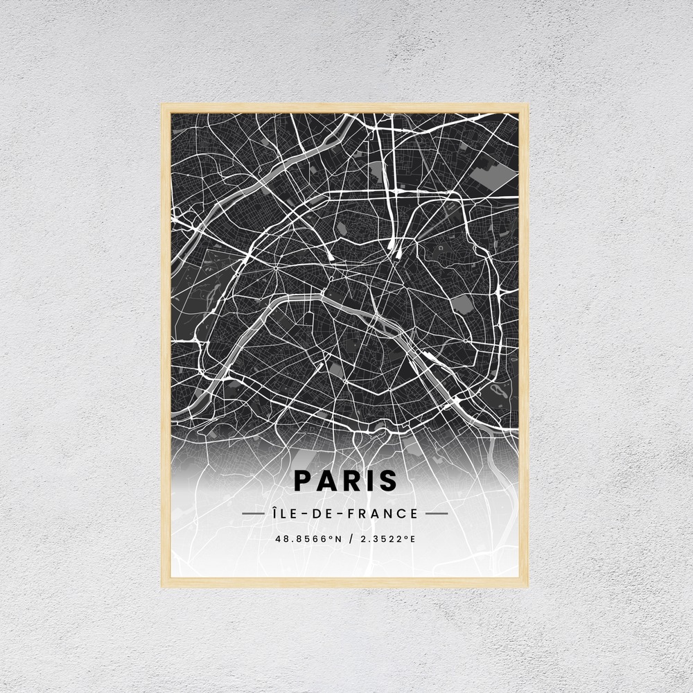 Paris in Dark Poster - Street Map 8