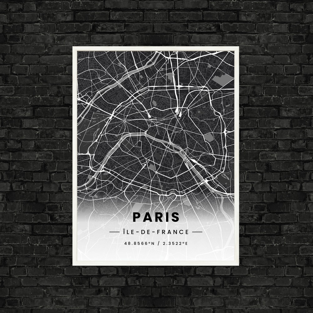 Paris in Dark Poster - Street Map 9