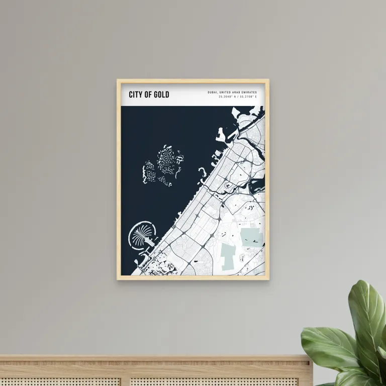 Personalised Framed Map Poster Tamaño póster 42x30 cm Color marco Oak