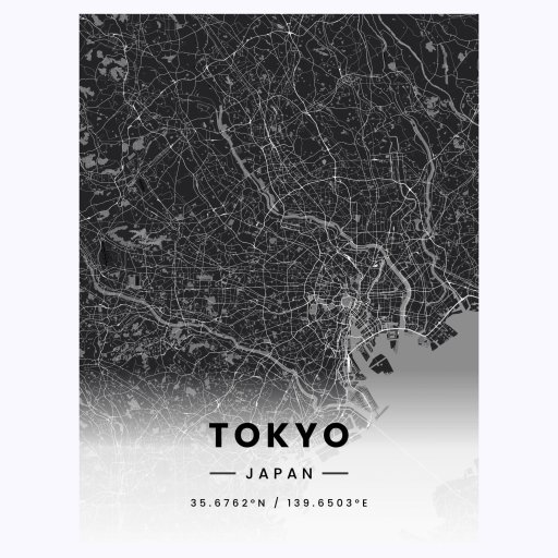 Tokyo in Dark Poster - Street Map 1