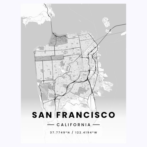 San Francisco in Light Poster - Street Map 1