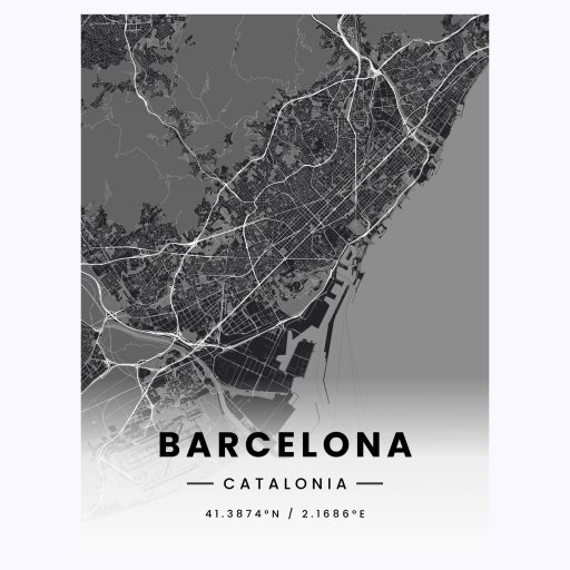 Barcelona in Dark Poster - Street Map 1