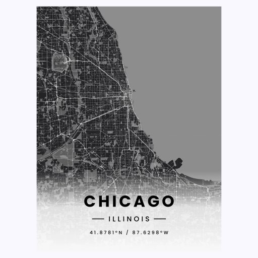 Chicago in Dark Poster - Street Map 1