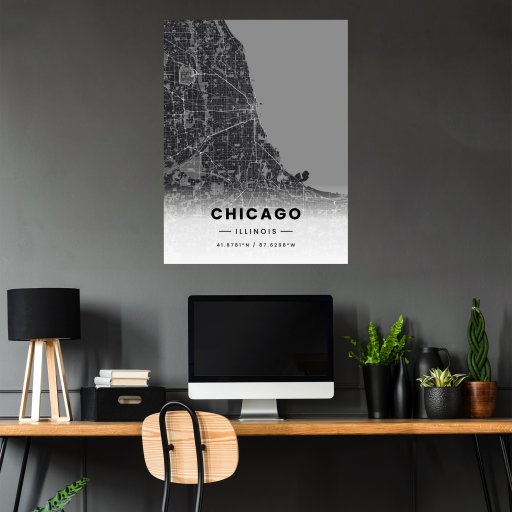Chicago in Dark Poster - Street Map 5