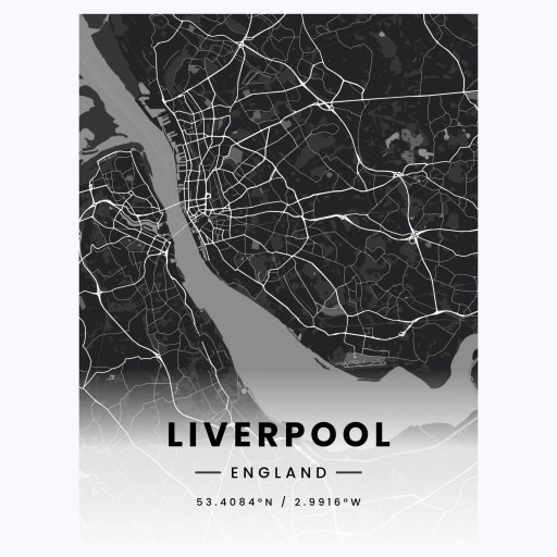 Liverpool in Dark Poster - Street Map 1