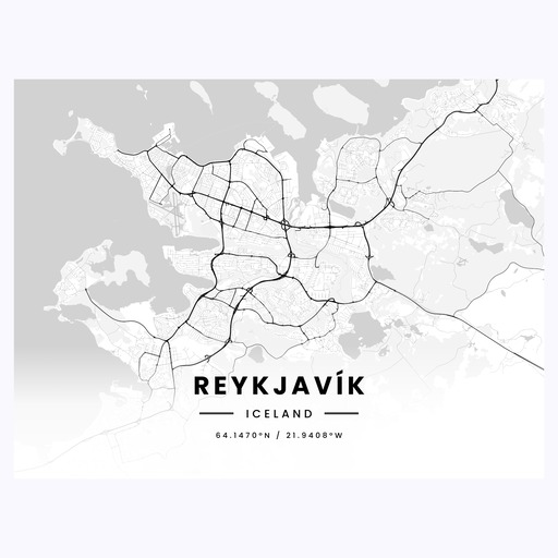 Reykjavik in Light Poster - Street Map 1