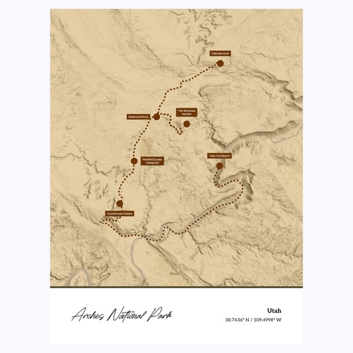 Our Trip to Arches National Park Poster - Topo Map 1