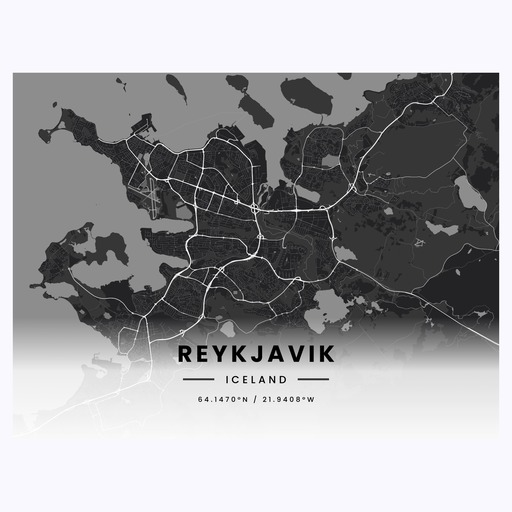 Reykjavik in Dark Poster - Street Map 1