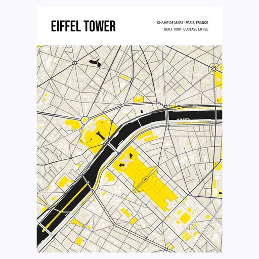 Eiffel Tower Poster - Street Map 1