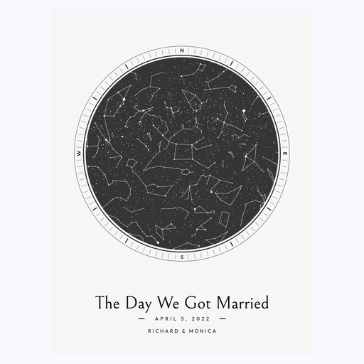 The Day We Got Married Poster - Classic Celestial Map 1