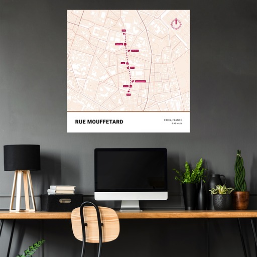 Rue Mouffetard Poster - Street Map 5