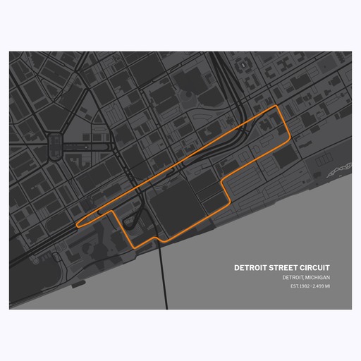 Detroit Street Circuit Poster - Track Map 1