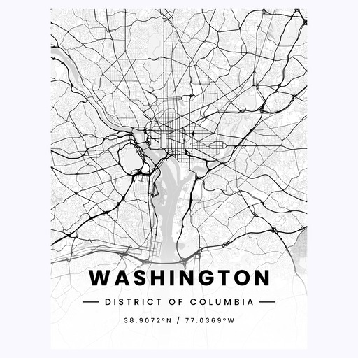 Washington D.C. in Light Poster - Street Map 1