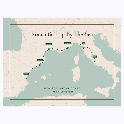 Our Mediterranean Coast Trip Poster - Route Map 1