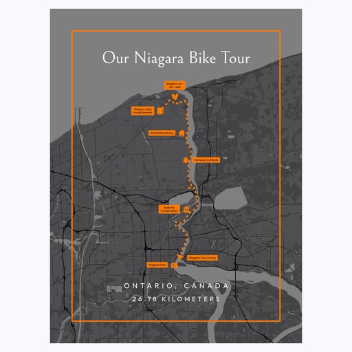 Our Niagara Falls Bicycle Ride Poster - Route Map 1