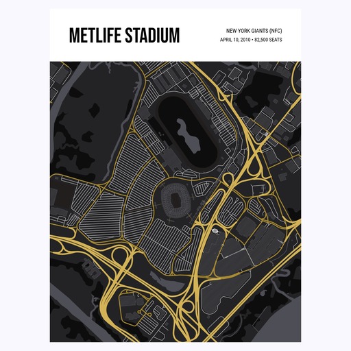 NY Giants Stadium Poster - Street Map 1