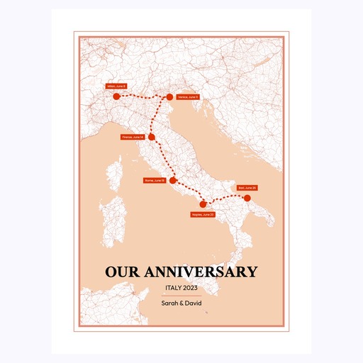 Our Anniversary Trip Poster for Her - Route Map 1