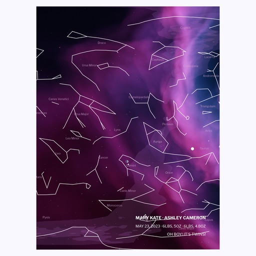 Newborn Twins Poster in Nebula - Celestial Map 1