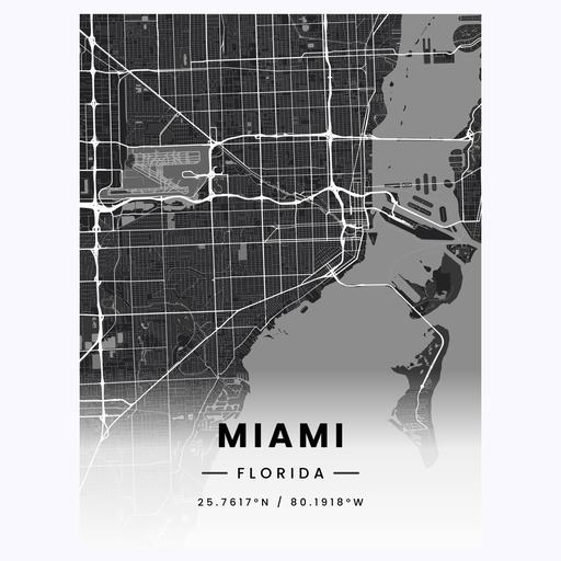 Miami in Dark Poster - Street Map 1