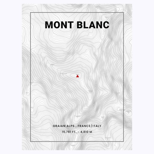 Mont Blanc Poster - Topo Map 1