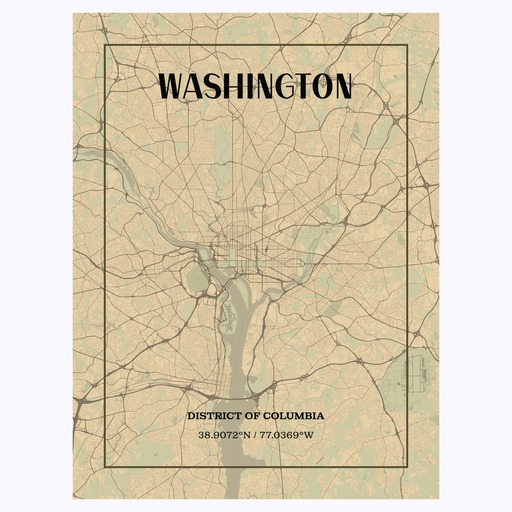 Washington D.C. in Vintage Poster - Street Map 1