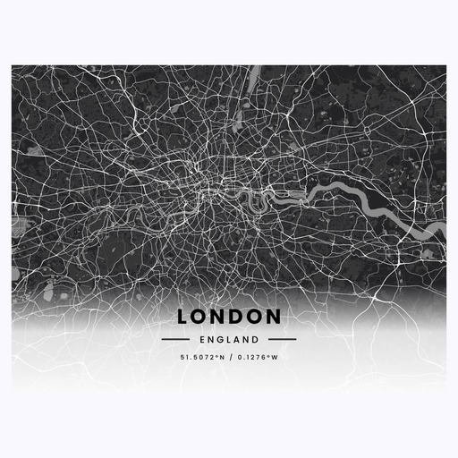 London in Dark Poster - Street Map 1