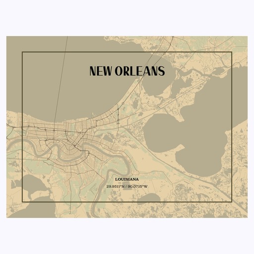 New Orleans in Vintage Poster - Street Map 1