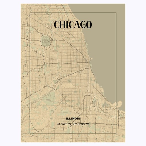 Chicago in Vintage Poster - Street Map 1