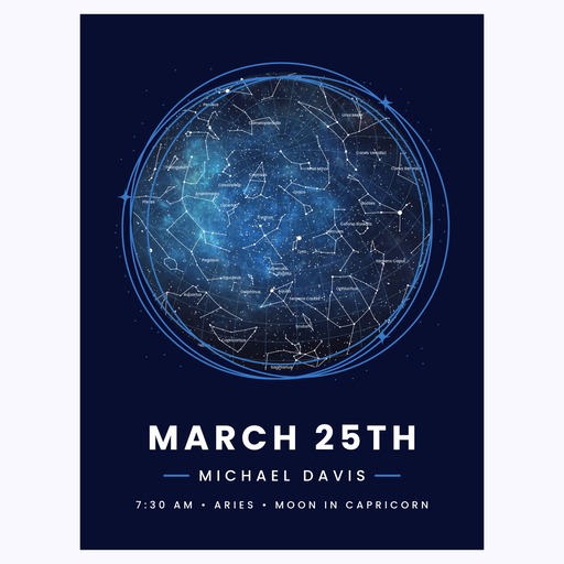 The Day you Were Born Poster - Starry - Celestial Map 1