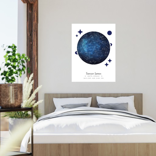 Newborn Baby Poster in Starry - Celestial Map 2