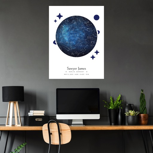 Newborn Baby Poster in Starry - Celestial Map 5