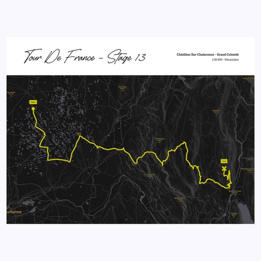 2023 Tour de France Stage 13 Poster - Route Map 1