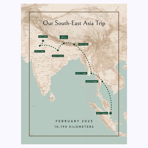 Our South-East Asia Trip Poster - Route Map 1