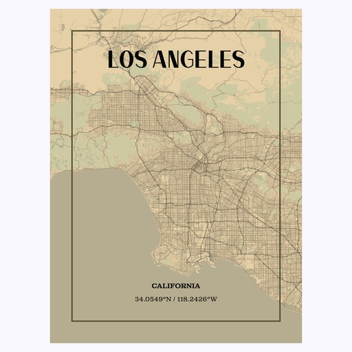 Los Angeles in Vintage Poster - Street Map 1