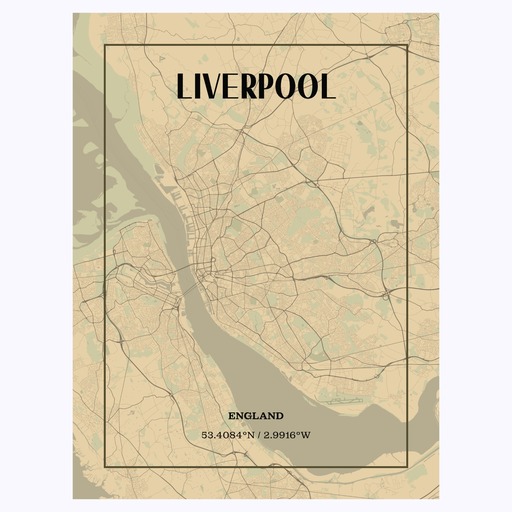 Liverpool in Vintage Poster - Street Map 1