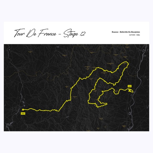 2023 Tour de France Stage 12 Poster - Route Map 1