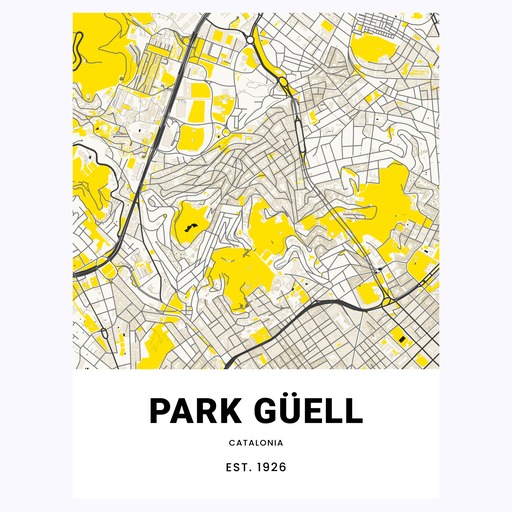 Parque Güell Poster - Street Map 1