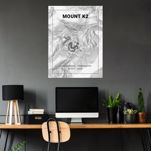 Mount K2 (Godwin-Austen) Poster - Topo Map 5