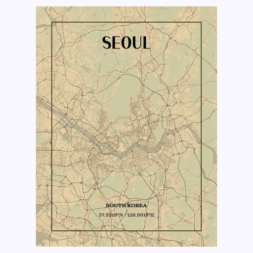 Seoul in Vintage Poster - Street Map 1