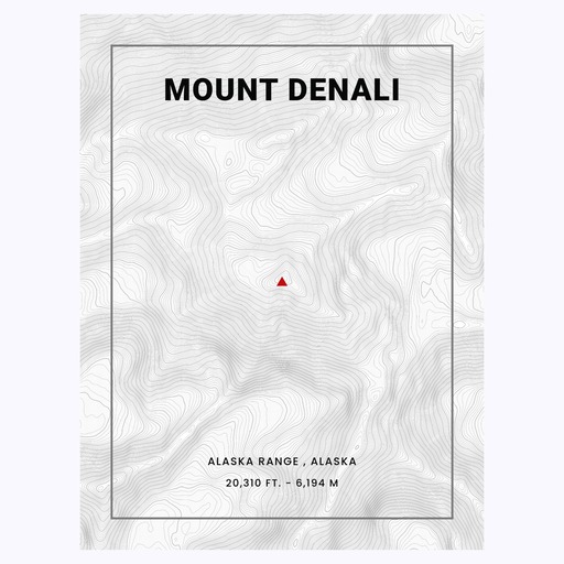 Mount Denali Poster - Topo Map 1