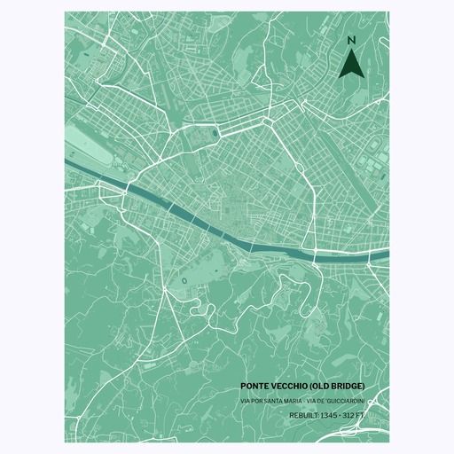 Ponte Vecchio Poster - Street Map 1
