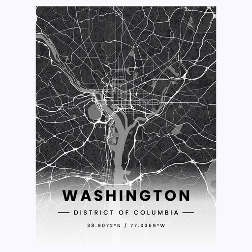Washington D.C. in Dark Poster - Street Map 1