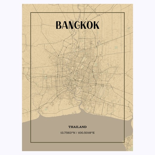 Bangkok in Vintage Poster - Street Map 1