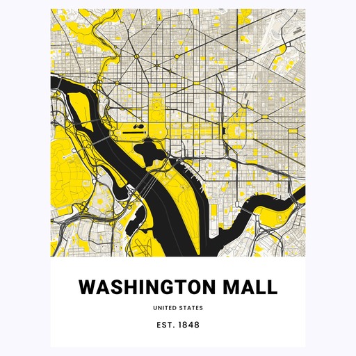 Washington Mall Poster - Street Map 1